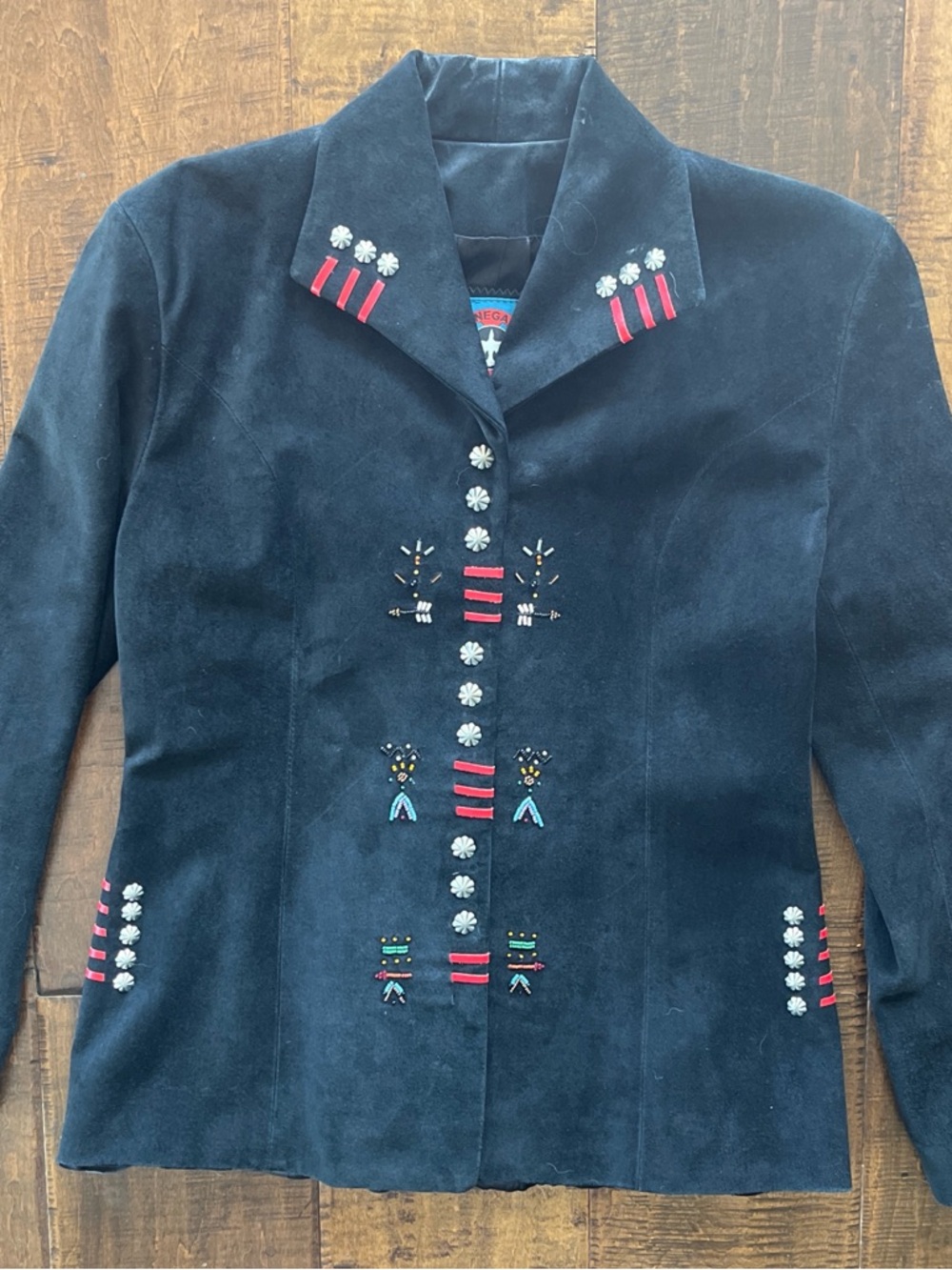 Vintage Renegade Spirit black suede Southwestern-inspired Western blazer jacket